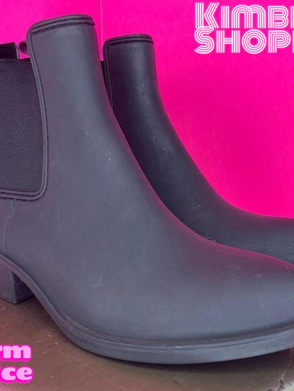Jeffrey Campbell Stormy Matte Black Rubber Chelsea Rain Boots US 10 UK 7.5